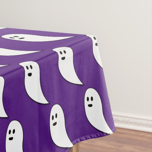 Ghost Halloween purple white cute pattern Tablecloth (In Situ)