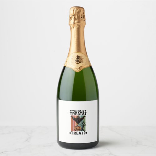Ghost Halloween Shirt with Spooky Treat Pun and Pu Sparkling Wine Label