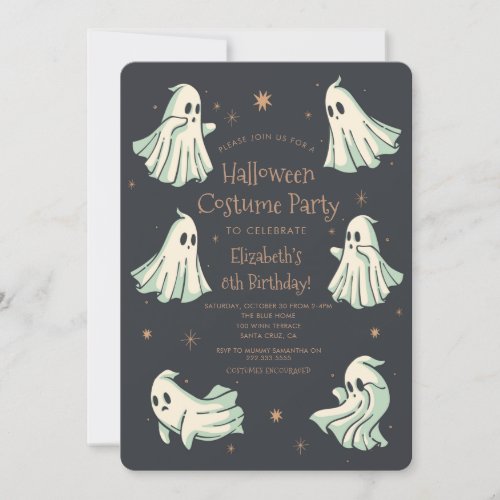 Ghost Halloween Spooktacular Costum Birthday Party Invitation