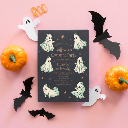 Ghost Halloween Spooktacular Costum Birthday Party Invitation