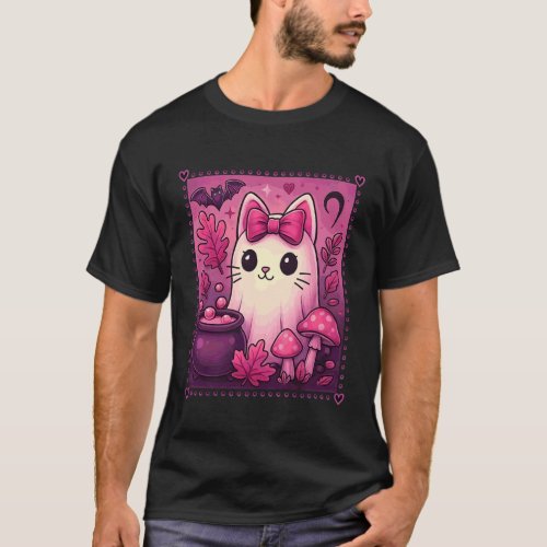 Ghost Halloween Spooky Cat Lovers Cute Pet Design T-Shirt