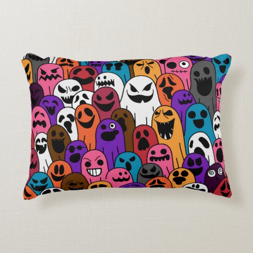 Ghost Halloween Spooky Scarf Pattern Accent Pillow