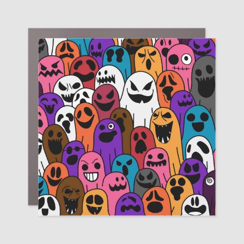 Ghost Halloween Spooky Scarf Pattern Car Magnet