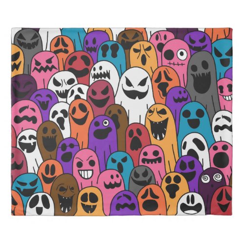 Ghost Halloween Spooky Scarf Pattern Duvet Cover