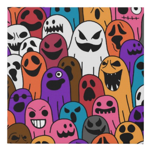 Ghost Halloween Spooky Scarf Pattern Faux Canvas Print