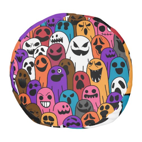 Ghost Halloween Spooky Scarf Pattern Pouf