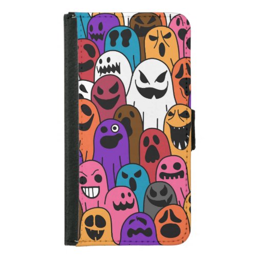 Ghost Halloween Spooky Scarf Pattern Samsung Galaxy S5 Wallet Case