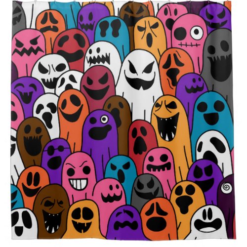 Ghost Halloween Spooky Scarf Pattern Shower Curtain