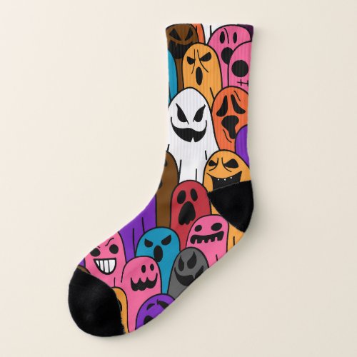 Ghost Halloween Spooky Scarf Pattern Socks
