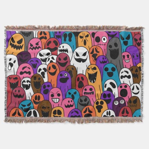 Ghost Halloween Spooky Scarf Pattern Throw Blanket