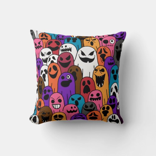 Ghost Halloween Spooky Scarf Pattern Throw Pillow