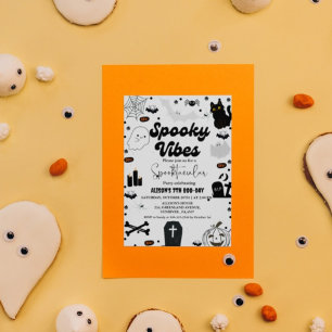 Ghost Halloween Spooky vibes Retro Groovy Birthday Invitation