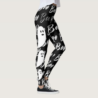 Ghost Halloween white black boo Leggings