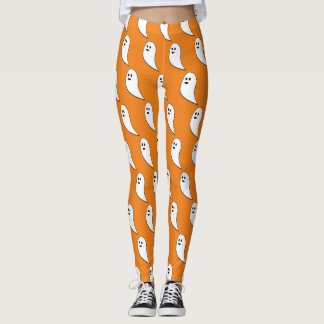 Ghost Halloween white cute pattern orange Leggings