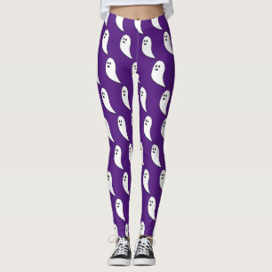 Ghost Halloween white cute pattern purple Leggings