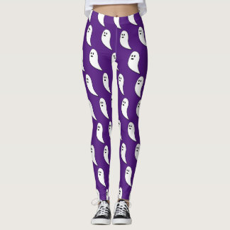Ghost Halloween white cute pattern purple Leggings