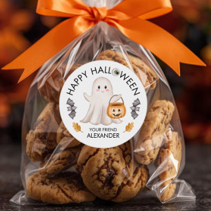 Ghost Happy Halloween Treat Bags for School Favors Classic Round Sticker