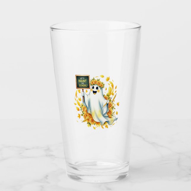 Ghost Haunt School Halloween Glass (Front)