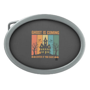 Ghost Haunted House Halloween Vector Design Belt Buckle