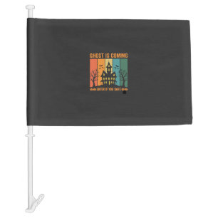 Ghost Haunted House Halloween Vector Design Car Flag