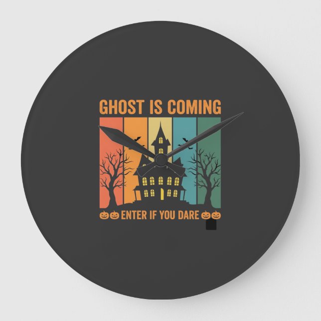 Ghost Haunted House Halloween Vector Design Large Clock (Front)