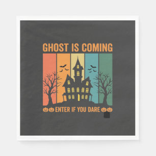 Ghost Haunted House Halloween Vector Design Napkins