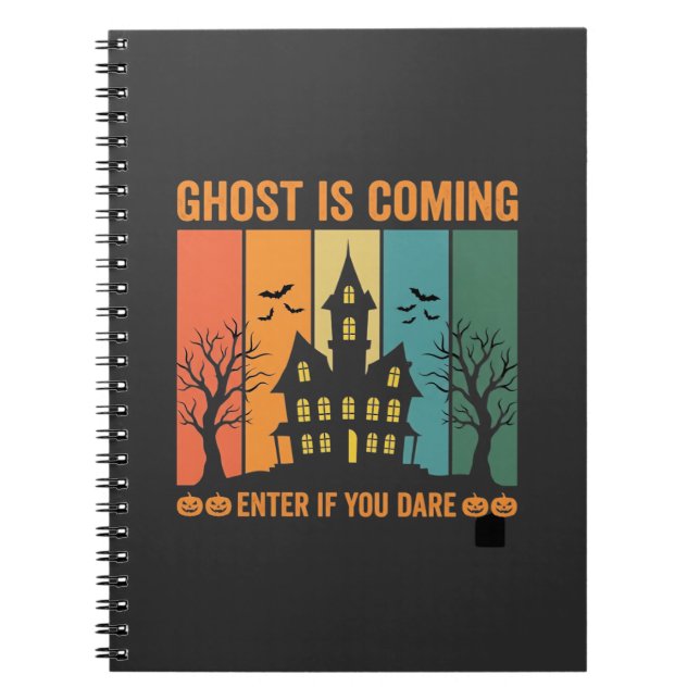 Ghost Haunted House Halloween Vector Design Notebook (Front)