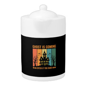 Ghost Haunted House Halloween Vector Design Teapot