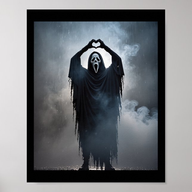 Ghost Heart Hands Scary Face Horror Poster Hallowe (Front)