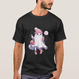 Ghost Hey Boo Halloween Cute Ghost Santa s Hat Pea T-Shirt