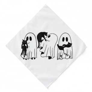 Ghost Holding Black Cat Funny Halloween Cat Lovers Bandana