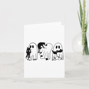 Ghost Holding Black Cat Funny Halloween Cat Lovers Card