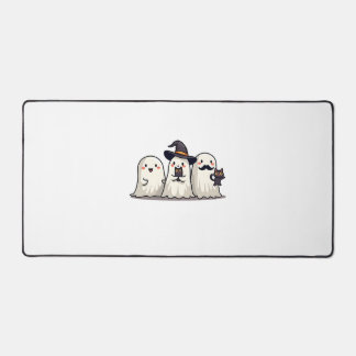 Ghost Holding Black Cat Funny Halloween Cat Lovers Desk Mat