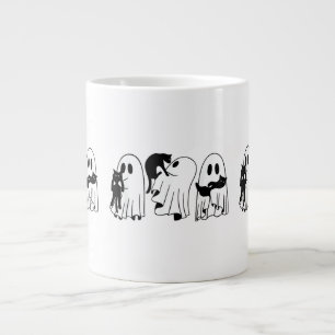 Ghost Holding Black Cat Funny Halloween Cat Lovers Giant Coffee Mug