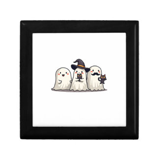 Ghost Holding Black Cat Funny Halloween Cat Lovers Gift Box