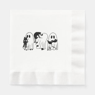 Ghost Holding Black Cat Funny Halloween Cat Lovers Napkins