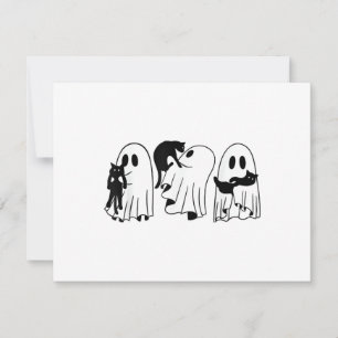 Ghost Holding Black Cat Funny Halloween Cat Lovers Thank You Card