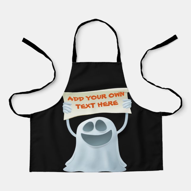 Ghost holding text  apron (Front)