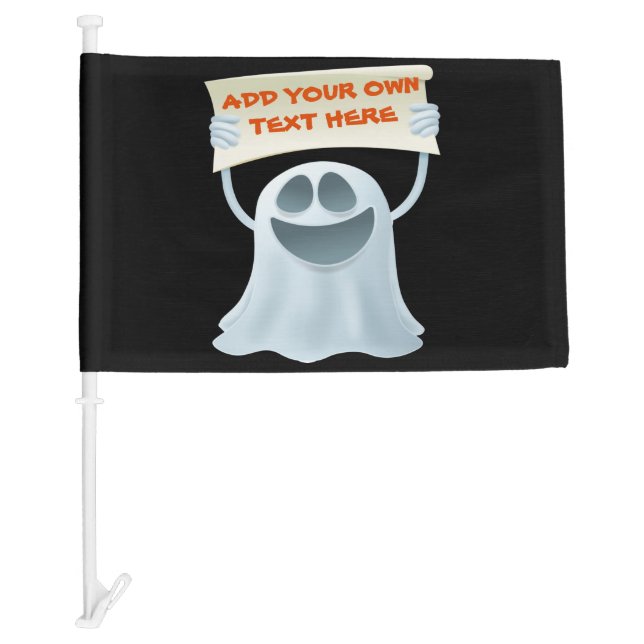 Ghost holding text   car flag (Front)