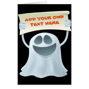 Ghost holding text card