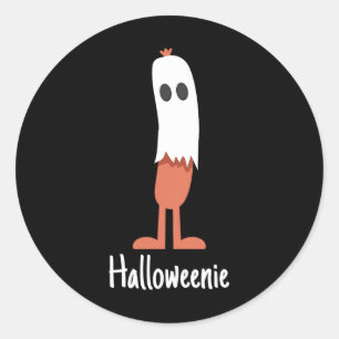 Ghost Hot Dog Halloweenie Costume Fun Food Hallowe Classic Round Sticker