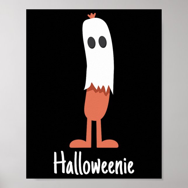 Ghost Hot Dog Halloweenie Costume Fun Food Hallowe Poster (Front)
