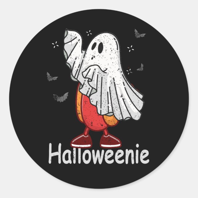 Ghost Hot Dog Halloweenie Costume Funny Food Hallo Classic Round Sticker (Front)