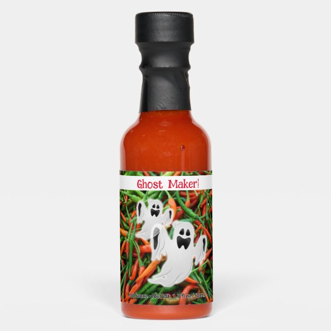 Ghost Hot Sauce Personalize Name Text Party Favor (Front)