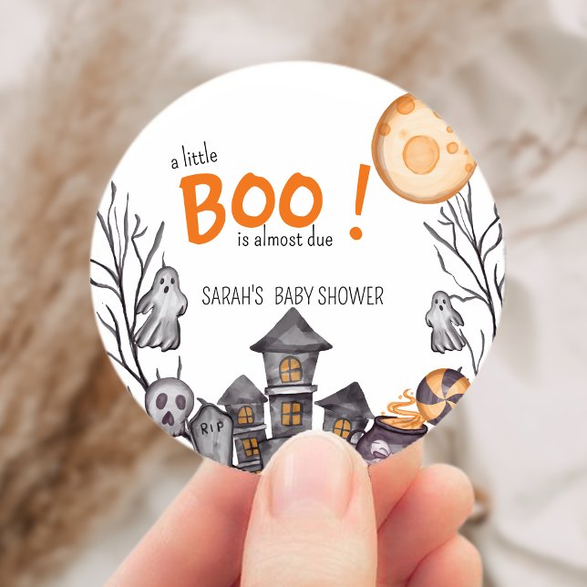 Ghost House Halloween Baby Shower Fall Theme  Classic Round Sticker (Ghost House Halloween Baby Shower Fall Theme Classic Round Sticker)