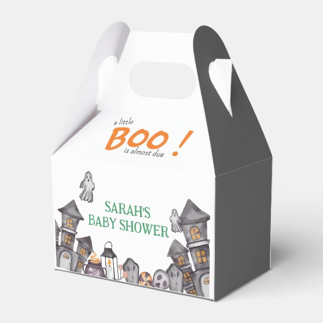 Ghost House Halloween Baby Shower Fall Theme  Favor Boxes (Back Side)