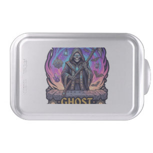 Ghost Hunter Grim Reaper Skeleton Scythe Purple Fl Cake Pan