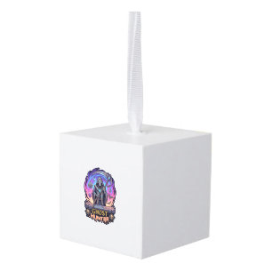 Ghost Hunter Grim Reaper Skeleton Scythe Purple Fl Cube Ornament