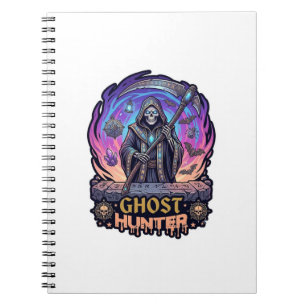 Ghost Hunter Grim Reaper Skeleton Scythe Purple Fl Notebook