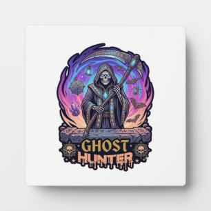 Ghost Hunter Grim Reaper Skeleton Scythe Purple Fl Plaque